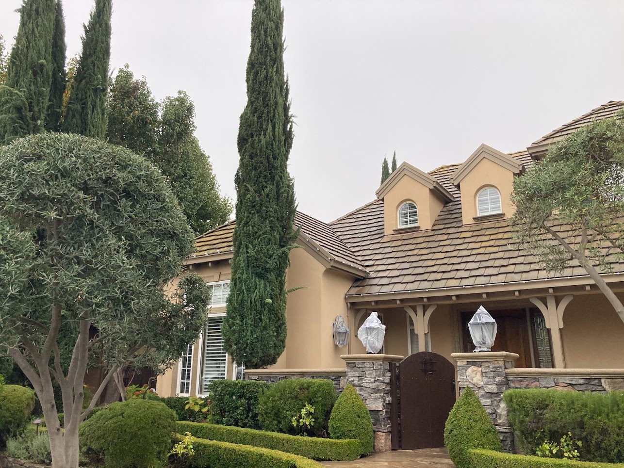 Tile Roof Cleaning Cleaned with boom lift in Sacramento, CA